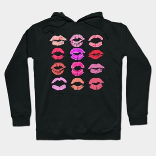 Pop art lips - Vintage Colourful lipstick stains - Diversity of beauty - Girl power Hoodie